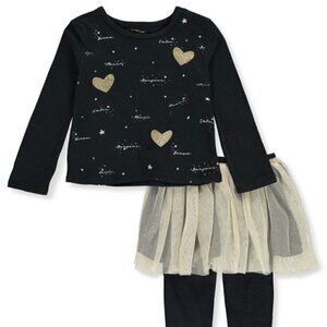 NWT- BCGB Girls 2-piece (Glittery Graphic Top and Tulle Skirt Leggings)- Size 3T